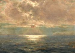 Newlyn School, Moonlit seascape, oil on panel, indistinctly signed with monogram, 10