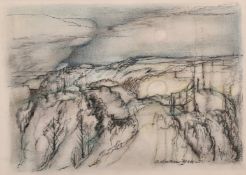 Adrian Hill (1895-1977) 'Encroaching Night', charcoal and pastel, signed, 9.5