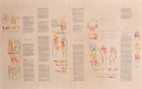 Arthur Rimbaud (1854-1891) French, A pair of prints of poetry in French embellished with paintings