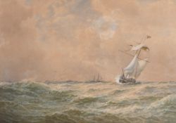 George Stanfield Walters (19th/20th Century) British, 'Shortening Sail for Pilot of Helwick, Bristol