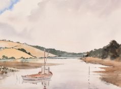 Roger Dellar (b. 1949) British, 'Oyster Beds, Breton', watercolour, signed, 13