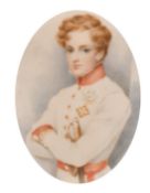 An oval portrait of a Young Officer, signed in a gilt frame, 3