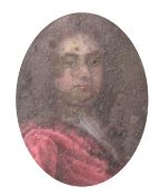 A Georgian oval miniature of a Gentleman in a silver frame, 2.5