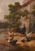 Louis-Marie Lemaire (1824-1910) French, A scene of chickens in a farmyard, oil on canvas, signed,