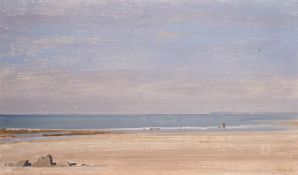 Stephen Rose (b. 1960), Figure on a beach, oil on panel, signed, 7.25