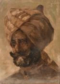 Hugo Vilfred Pedersen (1870-1959) Danish, A head study of a Northwest frontier soldier, oil on