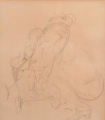 20th Century, Follower of Maggi Hambling, A mother tending to her baby in a stroller, pencil