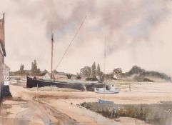 Roger Dellar (b. 1949) British, 'Rain Clouds over Pin Mill', watercolour, signed, 13