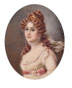 Lagazde, an oval portrait of a Young Lady, signed, 4
