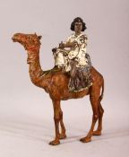 A FINE ORIENTALIST BRONZE FIGURE OF CAMEL AND RIDER, possibly Bergman, 21.5cm high.