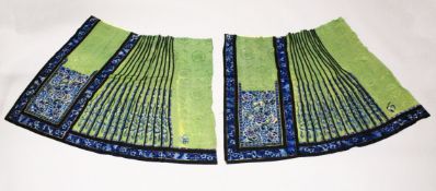 TWO CHINESE EMBROIDERED SILK SKIRT / ROBE PANELS, finely embroidered with flowers and butterflies,