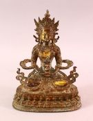 A THAI BRONZE BUDDHA, with traces of gilt work, 22cm high.