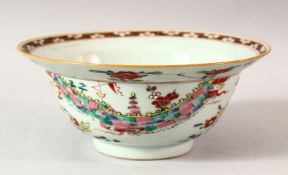 A GOOD CHINESE FAMILLE ROSE ENAMELLED BOWL, decorated with flowers, 18cm diameter.