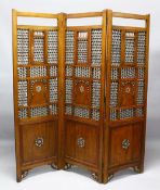 A LARGE ISLAMIC TURKISH OR SYRIAN CARVED WOOD AND INLAID MOTHER OF PEARL & IVORY ROOM DIVIDING