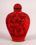 A CHINESE CINNABAR STYLE SNUFF BOTTLE, the base with a seal mark, 7cm