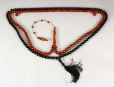 2 SETS OF ISLAMIC RELIGEOUS PRAYER BEADS / TESBIH - one set comprising 99 beads of carved wood kuka,