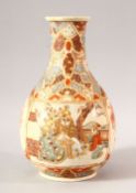 A JAPANESE MEIJI PERIOD SATSUMA VASE - decorated with panels of figures in landscape settings, the