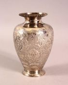 A 19TH CENTURY SMALL PERSIAN ENGRAVED VASE - the body of the vase with carved floral motif
