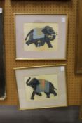 A pair of pictures depicting ceremonial Indian elephants.