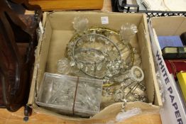 A glass bag chandelier etc.