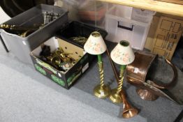 A large quantity of copper and brass ware etc.