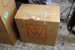 A boxed pair of Wharfedale 708 speakers.