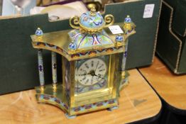 A modern champleve enamel mantle clock.