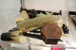 Miscellaneous collectables to include silver napkin rings, horn beaker etc.