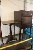 A mahogany occasional table and a Georgian pot cupboard.