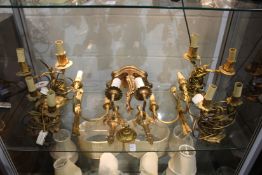 A collection of ormolu light fittings.