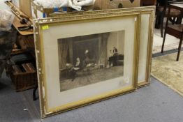 A pair of large gilt framed engravings.