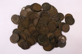 A large quantity of pre-decimal pennies.