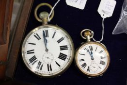 Two Goliath pocket watches with plated cases.