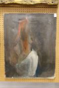 An abstract female semi-nude, oil on canvas, unframed.