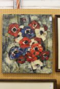 An abstract floral study impasto, unframed.