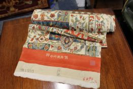 A large unframed Chinese printed textile.