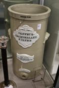 A large salt glazed 19th century water filter by Chamberland.