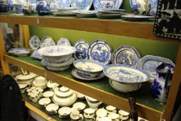 A good collection of 19th century and later blue and white porcelain to include plates, jugs,