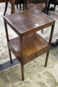 A 19th century mahogany two tier single drawer wash stand.