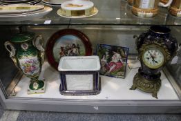 A decorative ornamental porcelain table lamp with floral decoration, a continental porcelain cased