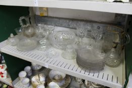 A Daum, Nancy engraved and gilt decorated jug (AF) together with other glassware.