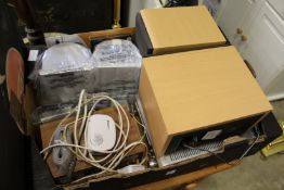 A small hi-fi system with other items.