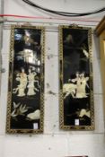 A pair of inlaid Japanese panels.