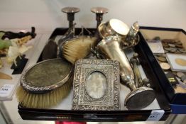 Miscellaneous silver and collectables to include vases, photograph frames, ash tryas etc.
