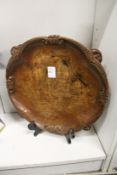 A good carved oak circular bowl.