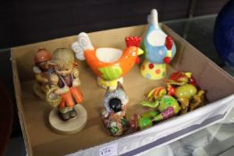 Ornamental items to include Goebel figures and a Beswick bird.