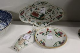 Three pieces of Chinese Famille Rose china.