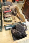 Old box irons and other items.