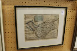 A small part hand-coloured map of Chester.