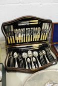 An oak cased canteen of cutlery.